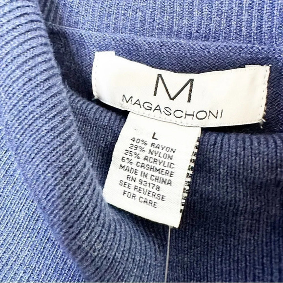 M MAGASCHONI Navy Blue Cowl Neck Sweater Size Large - Picture 3 of 4